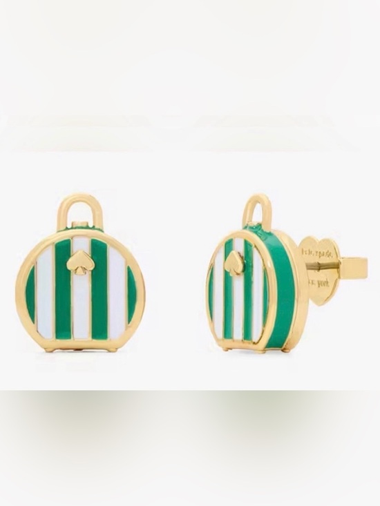 kate spade Jewelry - kate spade New York Green & White Striped Charm Earrings-NEW